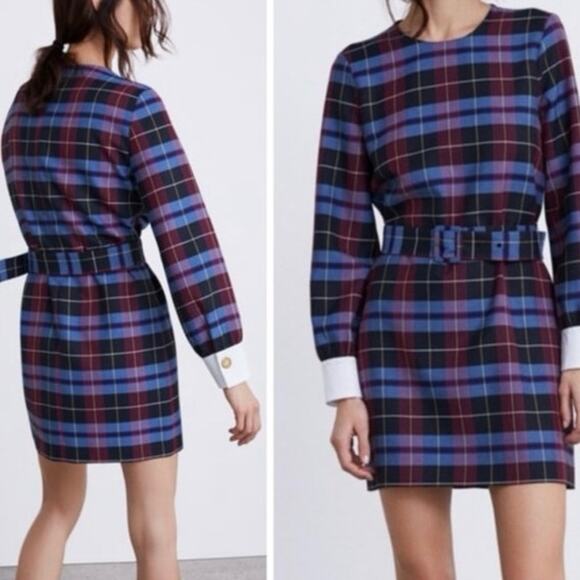 Zara Zara | Dresses | Hecked Dress (Without Belt) size S NWT - Picture 1 of 9